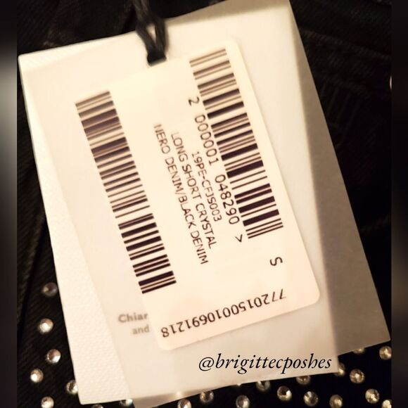 CHIARA FERRAGNI Long Short Crystal Black Denim - Picture 7 of 7